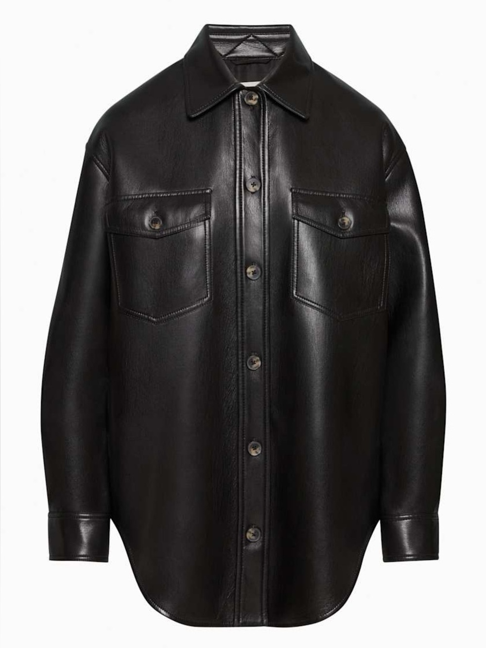 Aritzia Wilfred The Ganna Shirt Jacket- Black Vegan Leather Shacket